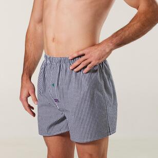 Mitch Dowd Men's Gingham Cotton Boxer 3 Pack Blue & Green