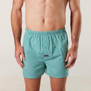 Mitch Dowd Men's Gingham Cotton Boxer 3 Pack Blue & Green