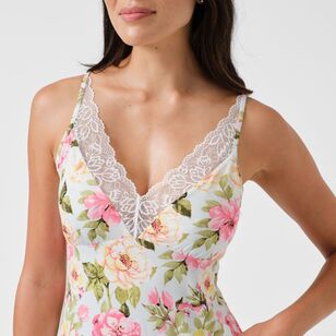 Sash & Rose Women's Lace Bamboo Chemise Floral