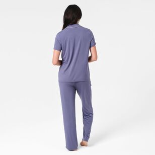 Sash & Rose Women's Bamboo Short Sleeve PJ Set Denim Blue