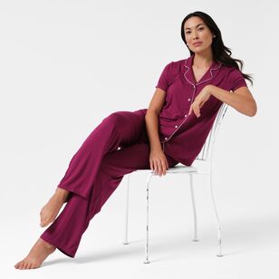 Sash & Rose Women's Bamboo Short Sleeve PJ Set Potion Purple