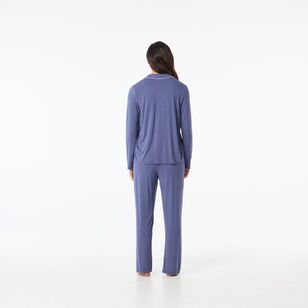 Sash & Rose Women's Bamboo Long Sleeve PJ Set Denim Blue