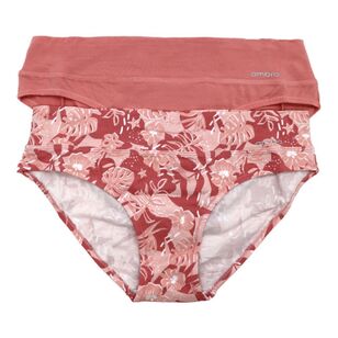 Ambra Women's Smooth Lines Bikini Brief 2 Pack Pink