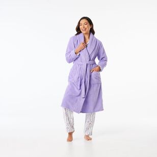 Sash & Rose Women's Texture Fleece Gown Lavender