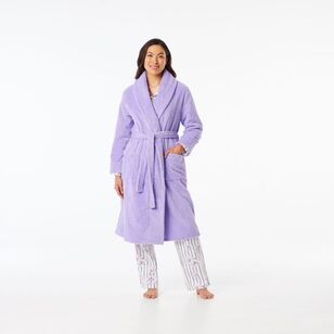 Sash & Rose Women's Texture Fleece Gown Lavender