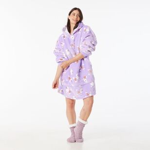 Sash & Rose Women's Fleece Hoodie Purple Print One Size