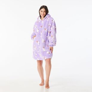 Sash & Rose Women's Fleece Hoodie Purple Print One Size