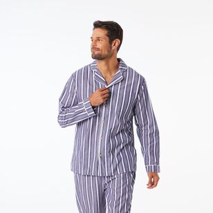 Nic Morris Men's Long Cotton Poplin PJ Set Stripe
