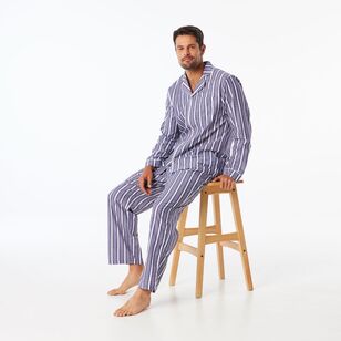 Nic Morris Men's Long Cotton Poplin PJ Set Stripe