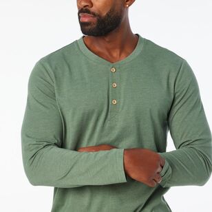 Nic Morris Men's Long Sleeve Henley Top Green
