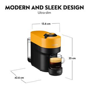 De'Longhi Nespresso Vertuo Pop Capsule Coffee Machine Bundle with Aeroccino3 Milk Frother Yellow ENV90YAE