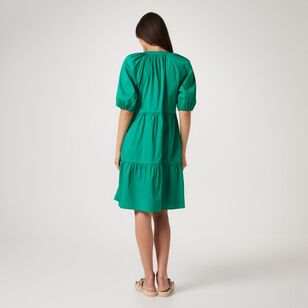 Jane Lamerton Women's Poplin Frill Hem Dress Emerald