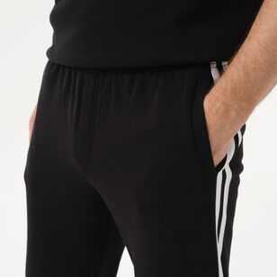 JC Lanyon Essentials Men's Dryden Trackpant with Stripe & Cuff Black