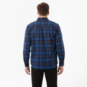 JC Lanyon Essentials Men's Stratton Printed Flannel Shirt Dark Blue