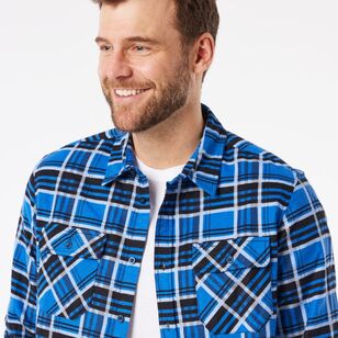 JC Lanyon Essentials Men's Collier Printed Flannelette Shirt Bright Blue