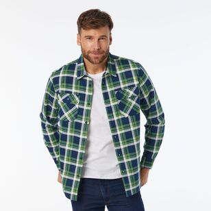 JC Lanyon Essentials Men's Holland Printed Flannelette Shirt Blue & Green