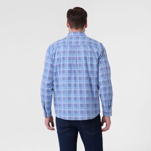 JC Lanyon Essentials Men's Houghton Printed Flannelette Shirt Dust Blue