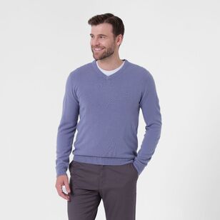 JC Lanyon Essentials Men's Mardon V Neck Soft Touch Knit Blue