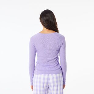 Sash & Rose Women's Supersoft Long Sleeve Sleep Top Lilac