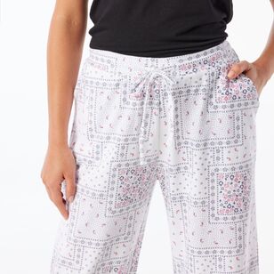 Sash & Rose Women's Cotton Interlock 3/4 Length Sleep Pant Print