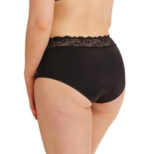 Kayser Women's Recycled Microfibre & Recycled Lace Front Full Brief Black