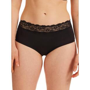 Kayser Women's Recycled Microfibre & Recycled Lace Front Full Brief Black