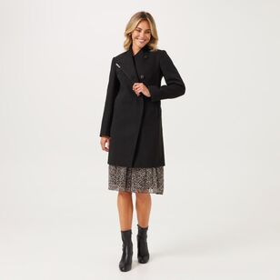 Khoko Smart Women's Funnel Neck Coat Black