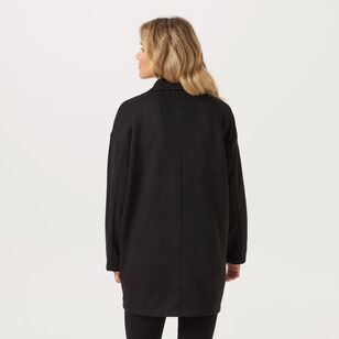 Khoko Smart Women's Faux Suede Loose Coat Black