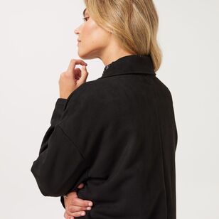 Khoko Smart Women's Faux Suede Loose Coat Black
