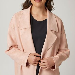 Khoko Smart Women's Faux Suede Loose Coat Dust Pink