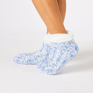 Sash & Rose Women's Knitted Sherpa Lined Bootie Blue Marle