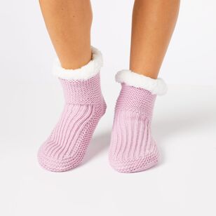 Sash & Rose Women's Knitted Bootie Sock Lilac