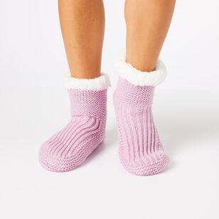 Sash & Rose Women's Knitted Bootie Sock Lilac