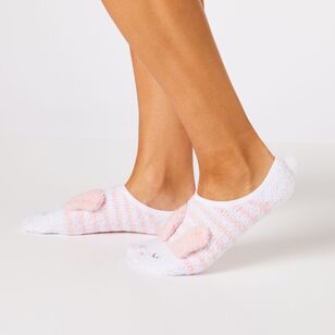 Sash & Rose Women's Fluffy Bunny Liner Sock 2 Pack Grey & Pink