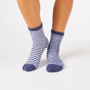 Sash & Rose Women's Fluffy Home Sock 3 Pack Denim