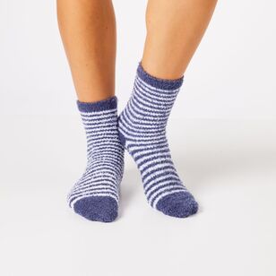 Sash & Rose Women's Fluffy Home Sock 3 Pack Denim