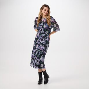 Leona Edmiston Ruby Women's Gather Tulip Wrap Skirt Black & Print