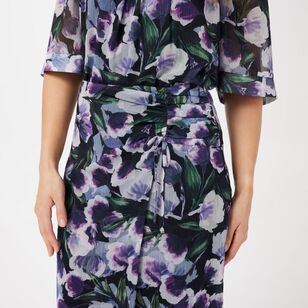 Leona Edmiston Ruby Women's Gather Tulip Wrap Skirt Black & Print