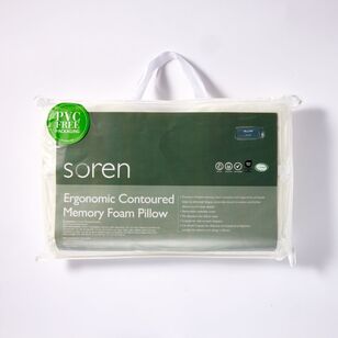 Soren Memory Foam Ergonomic Contoured Pillow White Standard