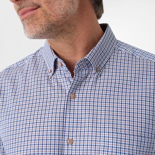 JC Lanyon Men's Gilston Easy Care Short Sleeve Shirt Blue & Multicoloured