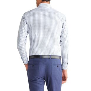 Van Heusen Men's Tailored Fit Check Long Sleeve Shirt Sky