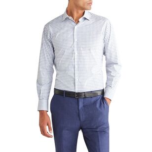 Van Heusen Men's Tailored Fit Check Long Sleeve Shirt Sky