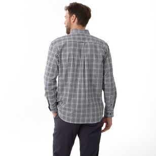 JC Lanyon Men's Rivett Easy Care Check Long Sleeve Shirt Denim