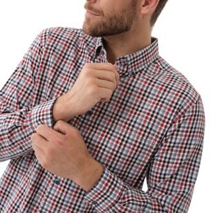 JC Lanyon Men's Rivett Easy Care Check Long Sleeve Shirt Red