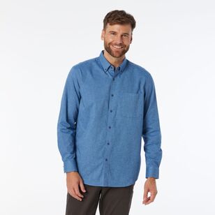 JC Lanyon Men's Hallett Solid Brushed Long Sleeve Shirt Denim