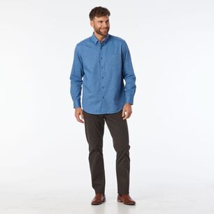 JC Lanyon Men's Hallett Solid Brushed Long Sleeve Shirt Denim