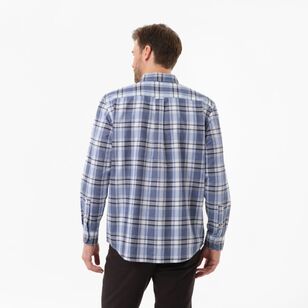 JC Lanyon Men's Maslin Check Brushed Long Sleeve Shirt Blue