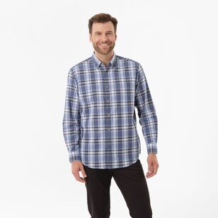 JC Lanyon Men's Maslin Check Brushed Long Sleeve Shirt Blue