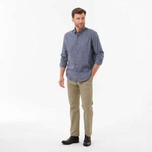 JC Lanyon Men's Weston Check Easy Care Long Sleeve Shirt Dust Blue