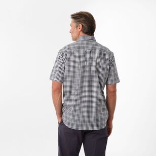 JC Lanyon Men's Garner Easy Care Check Short Sleeve Shirt Denim